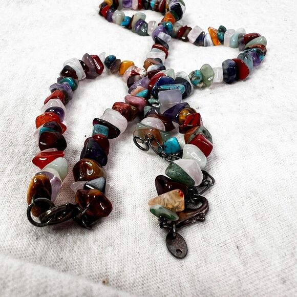 Vintage Chipped Stone Necklace and Bracelet | SE 925 | Multicolor - Picture 5 of 8